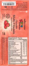 Label for Chewable Multi-Vitamin Natural Strawberry Flavor