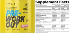 Label for Pre-Workout Pink Candy Blast