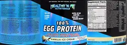 Label for 100% Egg Protein Vanilla Ice Cream