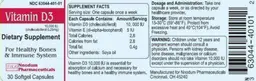 Label for Vitamin D3 10,000 IU