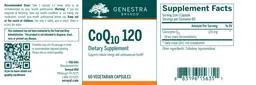 Label for CoQ10 120 mg