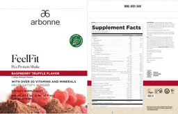 Label for FeelFit Pea Protein Shake Raspberry Truffle Flavor
