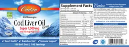 Label for Cod Liver Oil Gems Super 1,000 mg with 10 mcg (400 IU) D3