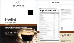 Label for FeelFit Pea Protein Shake Coffee Flavor