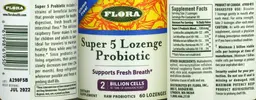 Label for Super 5 Lozenge Probiotic
