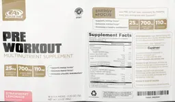 Label for Pre Workout Strawberry Lemonade