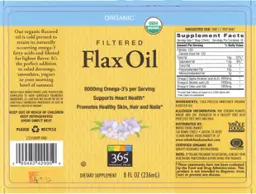 Label for Filtered Flax Oil