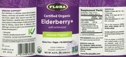 Label for Certified Organic Elderberry+ with Echinacea