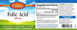 Label for Folic Acid 800 mcg