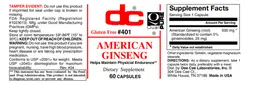 Label for American Ginseng