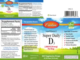Label for Super Daily D3 2,000 IU (50 mcg)