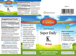 Label for Super Daily K2 45 mcg