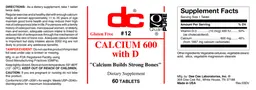 Label for Calcium 600 with D