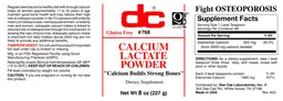 Label for Calcium Lactate Powder