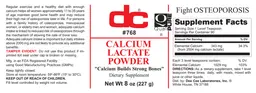 Label for Calcium Lactate Powder