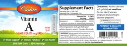 Label for Vitamin A 10,000 IU (3,000 mcg RAE)