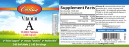 Label for Vitamin A 15,000 IU Palmitate (4,500 mcg RAE)
