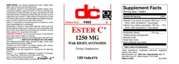 Label for Ester C 1250 mg