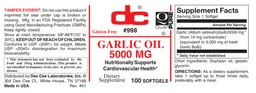 Label for Garlic Oil 5000 mg