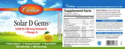 Label for Solar D Gems 4,000 IU (100 mcg) Natural Lemon Flavor