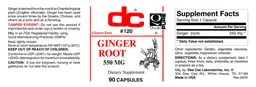 Label for Ginger Root 550 mg