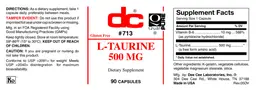Label for L-Taurine 500 mg