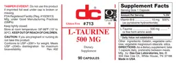 Label for L-Taurine 500 mg