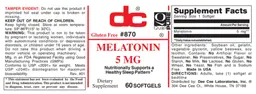 Label for Melatonin 5 mg