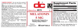 Label for Melatonin 5 mg