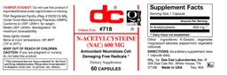 Label for N-Acetylcysteine (NAC) 600 mg