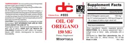 Label for Oil of Oregano 150 mg