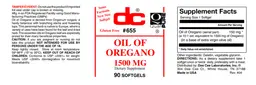 Label for Oil of Oregano 1500 mg