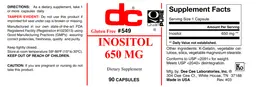 Label for Inositol 650 mg