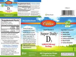 Label for Super Daily D3 4,000 IU (100 mcg)