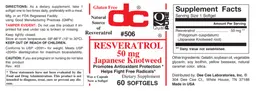Label for Resveratrol 50 mg Japanese Knotweed