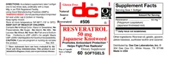 Label for Resveratrol 50 mg Japanese Knotweed