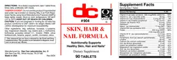 Label for Skin, Hair & Nail Formula