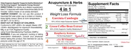 Label for 4 in 1 Weight Loss Formula