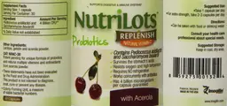 Label for NutriLots Probiotics with Acerola Cherry