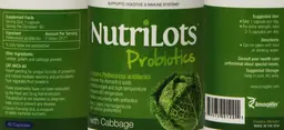 Label for NutriLots Probiotics with Cabbage