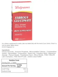 Label for Ferrous Gluconate