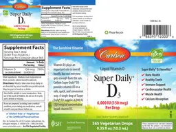 Label for Super Daily D3 6,000 IU (150 mcg)
