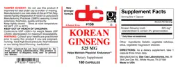 Label for Korean Ginseng 525 mg