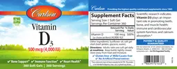 Label for Vitamin D3 100 mcg (4,000 IU)