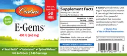 Label for E-Gems 400 IU (268 mg)