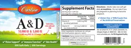 Label for A 10,000 IU (3,000 mcg RAE) & D 5,000 IU (125 mcg)