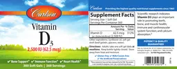 Label for Vitamin D3 2,500 IU (62.5 mcg)