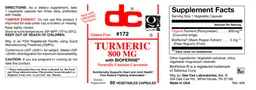 Label for Turmeric 800 mg
