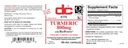 Label for Turmeric 800 mg