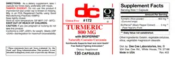 Label for Turmeric 800 mg